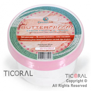 BUTTERCREAM CREMA VEGETAL SABOR FRUTILLA LISTA PARA USAR 1 X 360GR